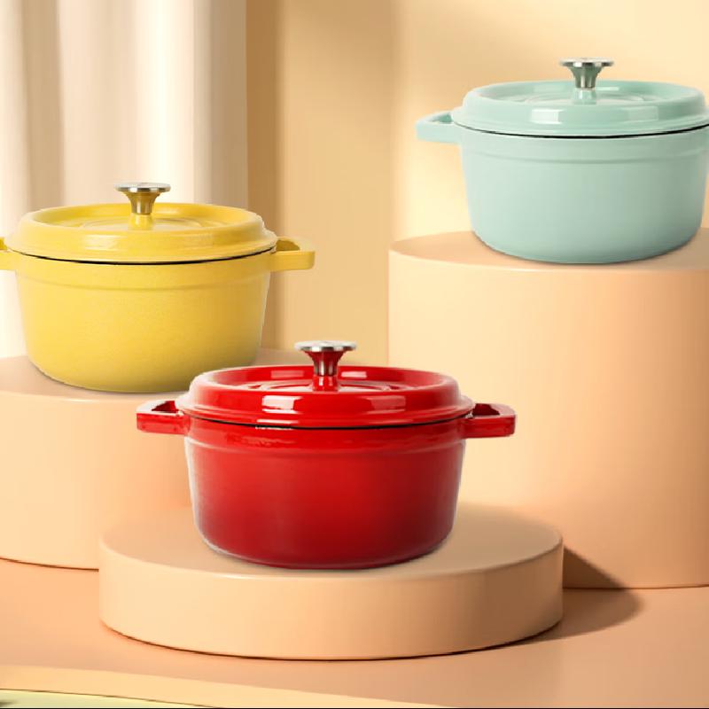 EFULLOT Enamel Cast Iron Dutch Oven 22cm