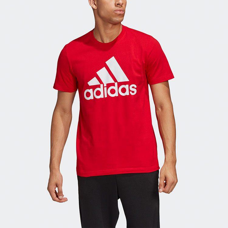 Adidas T Shirts Men's Red Crew Neck Moderate Straight Fit FL3943
