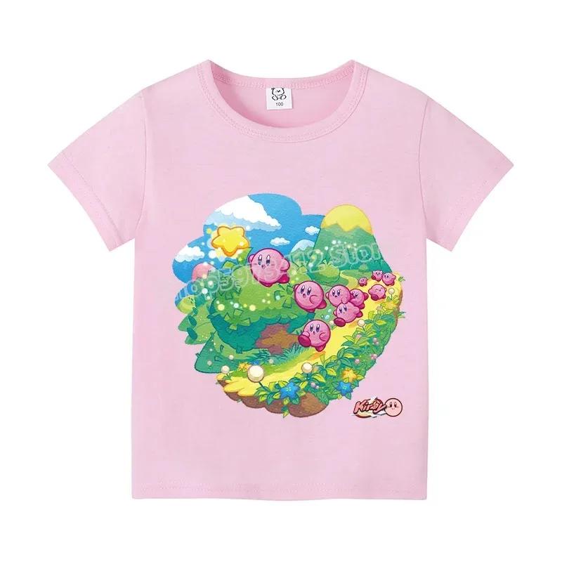 Star Kirbys Summer Short Sleeve Kid Cute T-shirt Colorful Tops Baby Cartoon Fashion Tee Kawaii Game Boy Girl Casual Clothes Gift