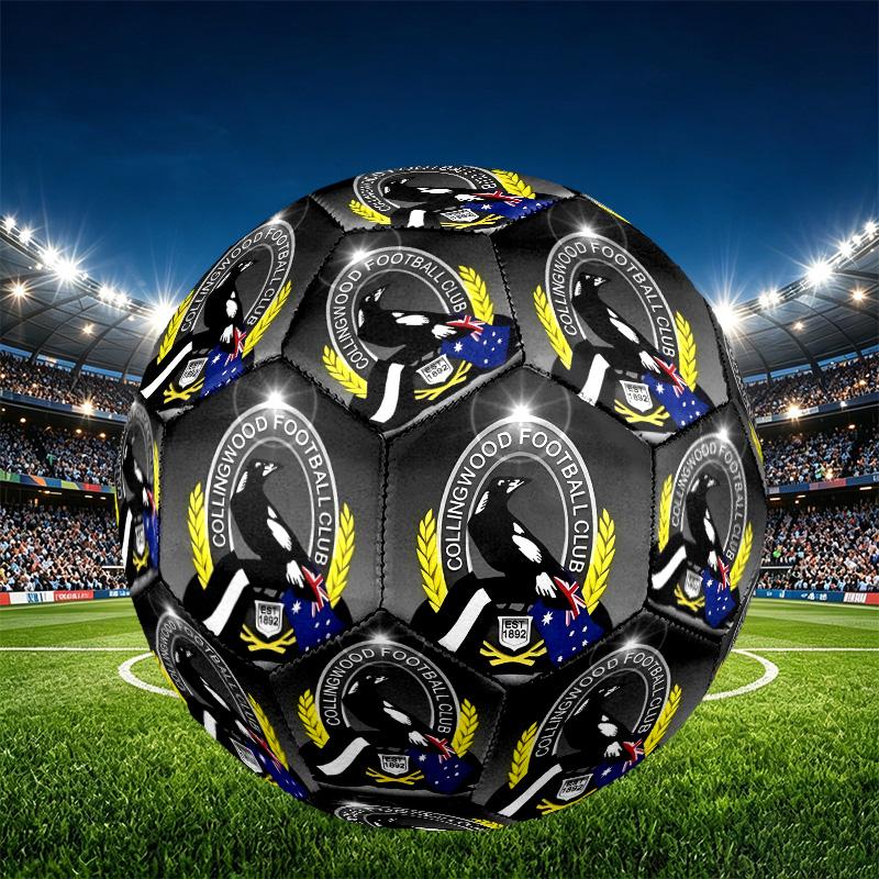 Collingwood Magpies Print Size 5 Soccer Ball, PU Wear Resistant Football for Match Training and Daily Practice, Birthday Gift for Soccer Fans
