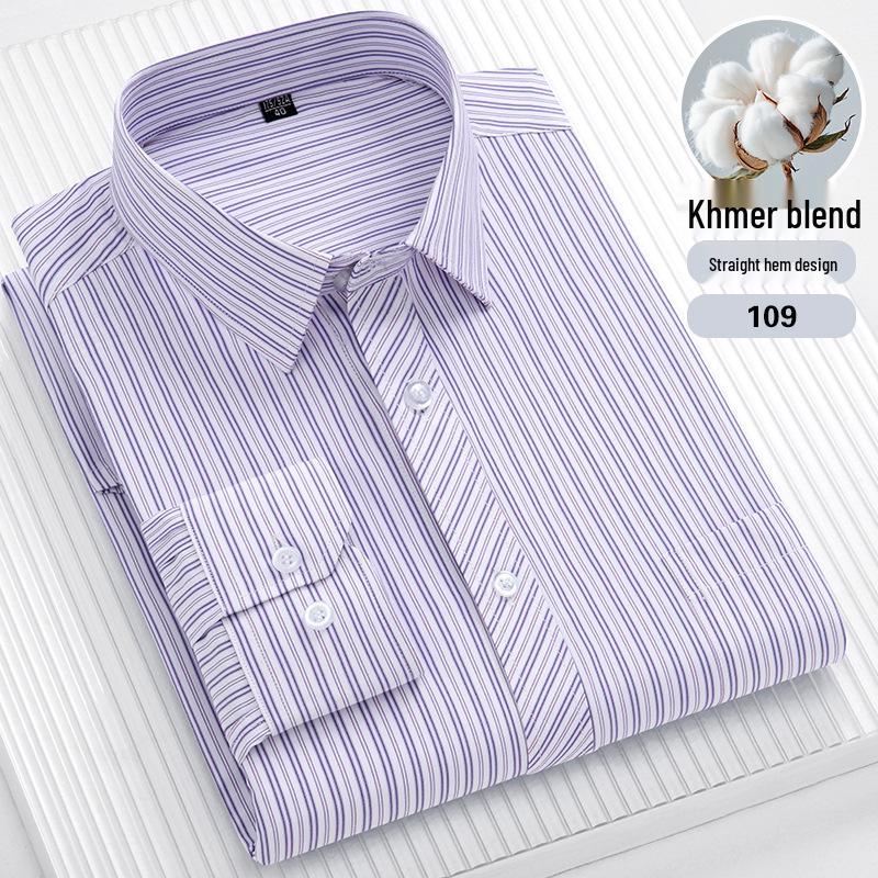 Cămașă cu mâneci lungi cu dungi pentru bărbați, mărime plus: Casual, Respirabil, Tiv drept pentru persoane de vârstă mijlocie și vârstnice