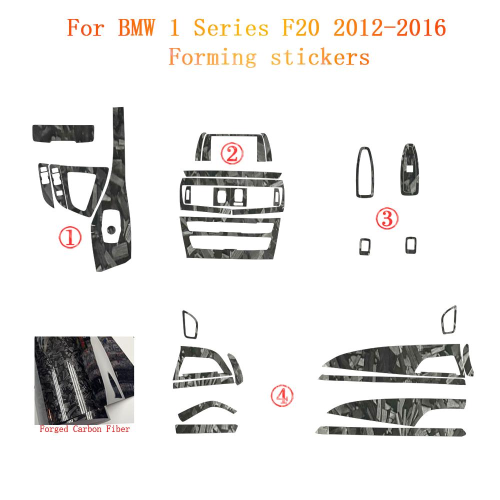 For BMW 1 Series F20 2012-2016 Interior Central Control Panel Door Handle 5D Carbon Fiber Stickers Decals Car Styling Accessorie