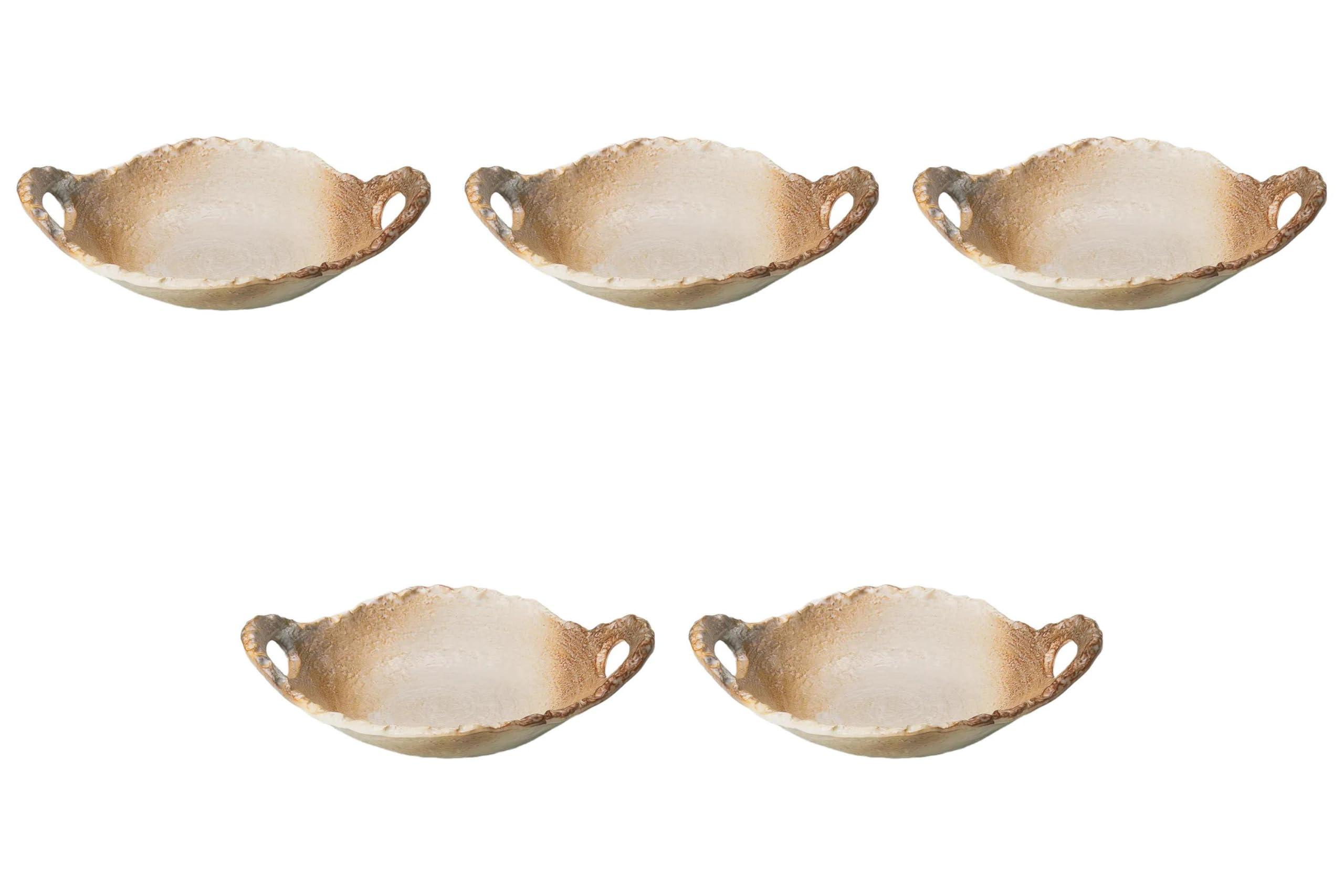 

Set of 5 Kasumi Shino 6 Deformed Ceramic Plates x x 6 Banko Ware Earthenware Direct Setomonohonpo No. [24.3 18.8 cm] Pot, Fire,