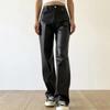 Women's High-Waisted Straight Leg Faux Leather Pants