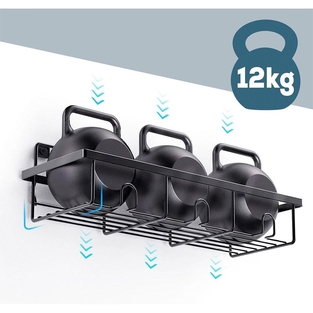 4x Metal Black Self-Adhesive Wall Mounted Bathroom Shower Shelf