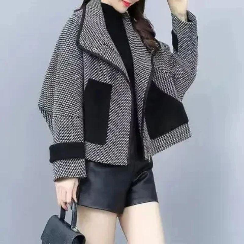 

Leak-Picking Foreign Trade Overplus Order Cut the Tag off Original Export Order Woolen Jacket Western Style Houndstooth Fashion Graceful Women clothes Black M (recommended 40.00 kg-50.00 kg