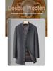 Men's Mid-length Double-sided Cashmere Coat with Detachable Down Liner, Thickened and Warm for Mid-aged