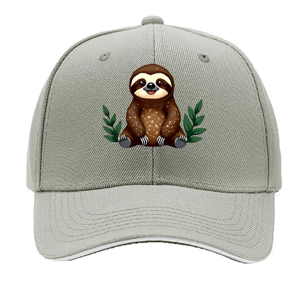 Adjustable Vintage Baseball Cap with Cute Slothin Bear Cartoon Print Breathable Textile Fabric H Sandwich Baseball Cap