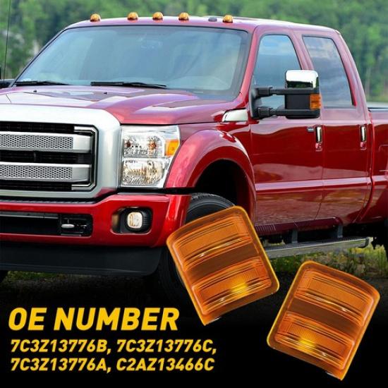 2Pcs Side Tow Mirror Turn Signal Light Lens Amber For Ford Truck F250 F350 F450