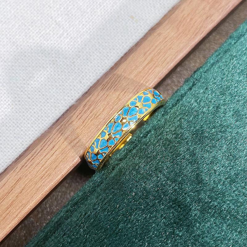 Medieval Personality Retro Dream Pink Butterfly Enamel Drip Open Ring Exquisite Light Luxury Pattern Ring