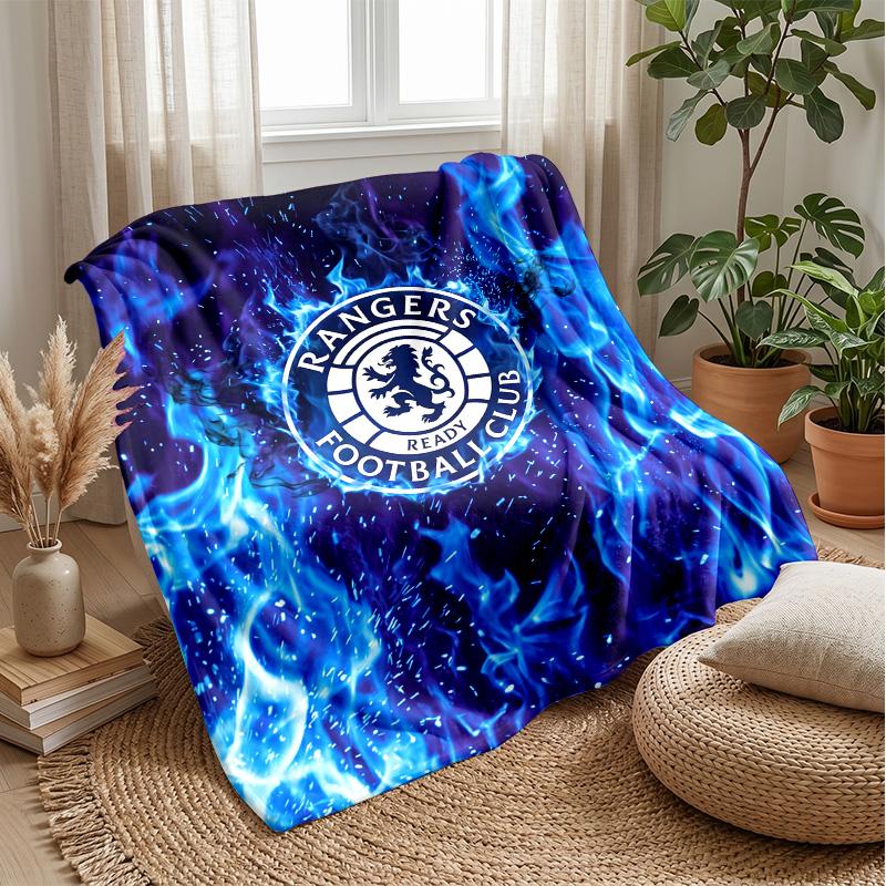 Rangers FC Weiche Flanell-Fleece-Decke Leicht Gemütlich Warm Überwurfdecke für Sofa Bett Heimdekoration