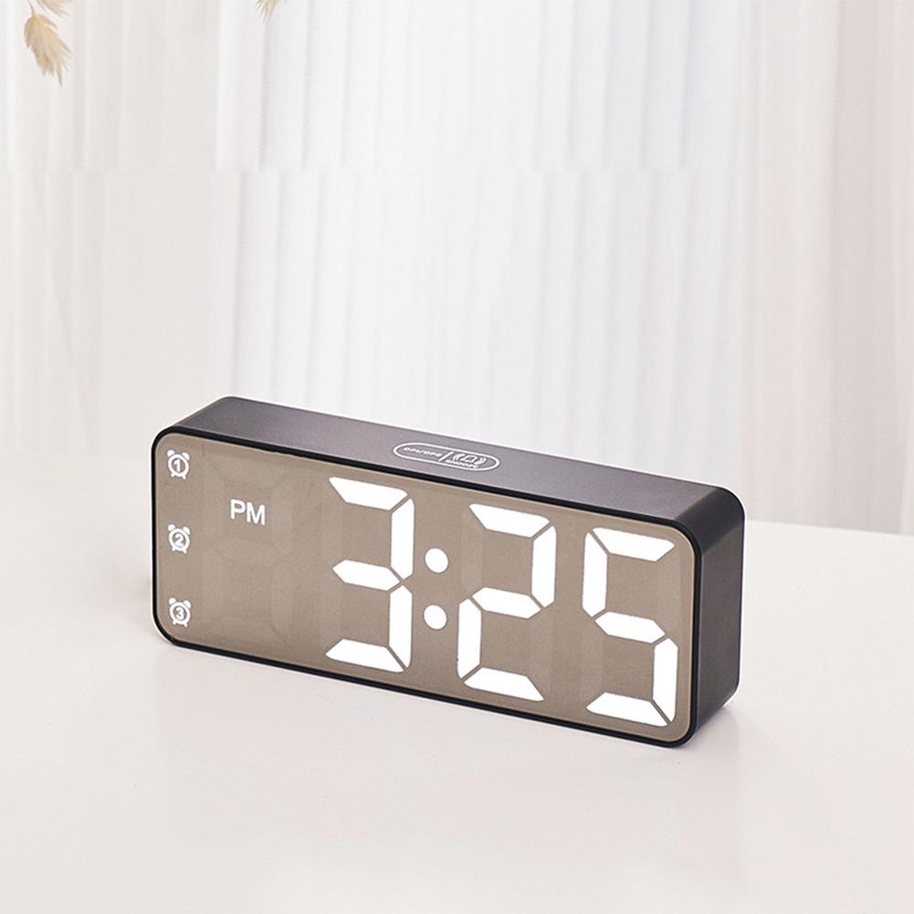 Adjustable Brightness Bedroom Alarm Clock  Large Bold Numbers  Loud Volume  USB Cable   White and Black Colors
