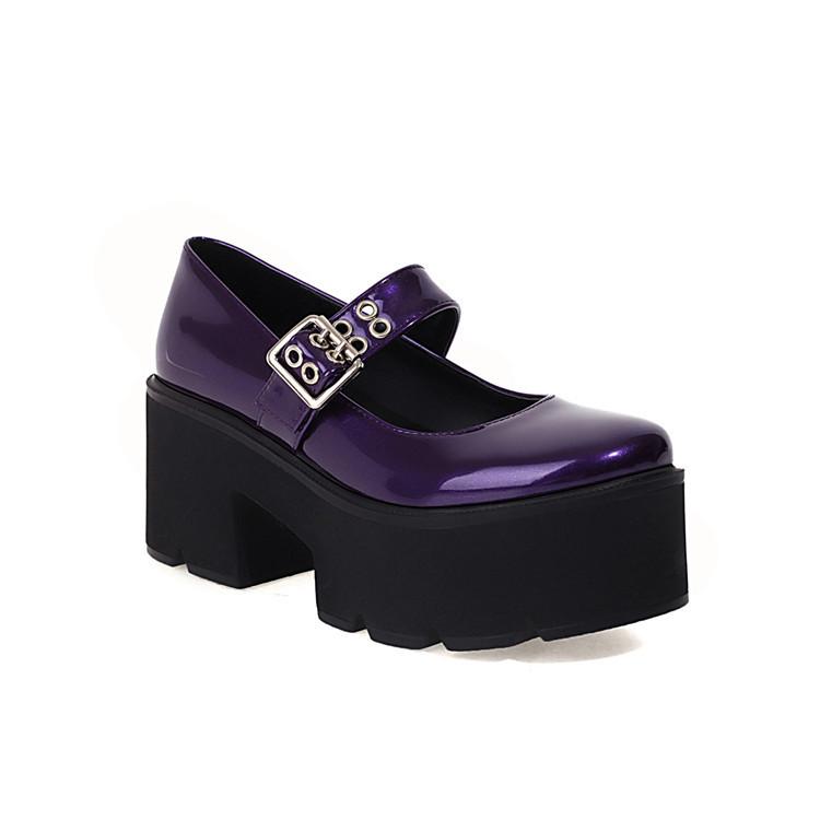 New large size Japanese round head small leather shoes  versatile muffin platform shoes  shoes