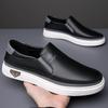 New 2025 Men's Genuine Leather Casual Sneakers Spring Summer Fashion Slip-On White Shoes Soft Sole Comfortable for Everyday Wear