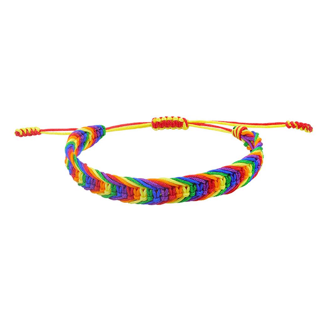 Polyester Boho Bohemia Waved String Braided Friendship Bracelets Ethnic Multicolor Weave Textured Adjustable 15cm-27cm long, 1PC