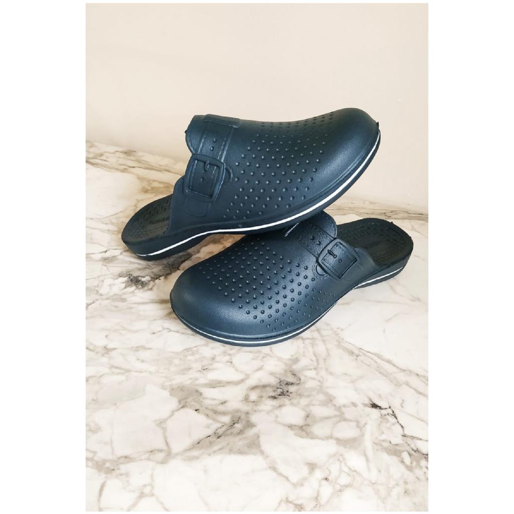 Men's Navy Blue Non-slip Sole Closed Front Doctor Nurse Pool Garden Toilet Bathroom Slippers