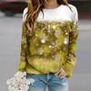 Tops For Women Beautiful Snowflakes Print Round Neck Long Sleeve T-shirt Fall Casual Slim Pullover Women's Long Sleeve Top