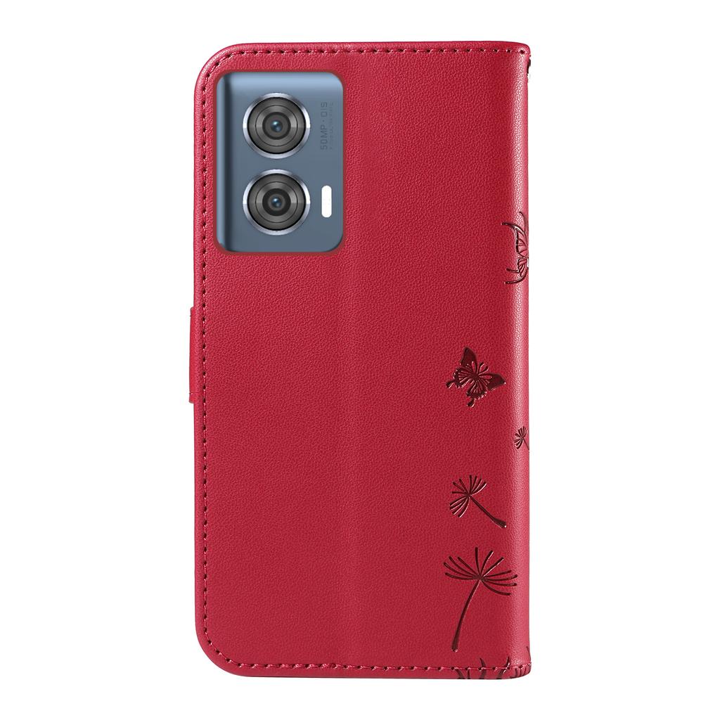 For Motorola Edge 50 Fusion 5G Leather Wallet Case with Strap Dandelion Imprint Phone Stand Cover