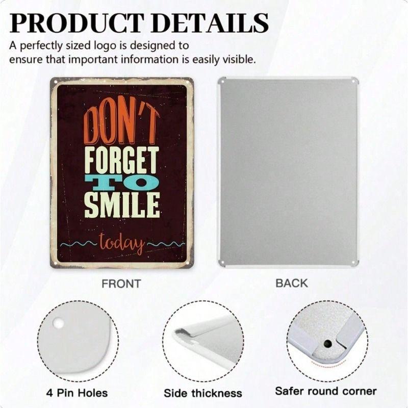 Vintage Metal Wall Art Sign Don't Forget To Smile Home Bar Garage Decor