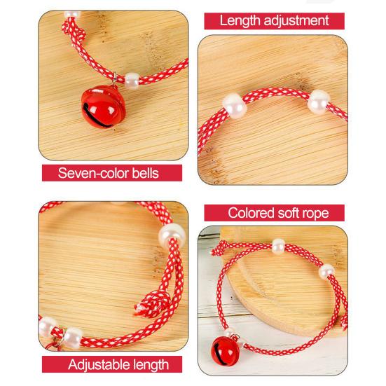 Cat Collar with Bell Slip-On Design No Buckle Adjustable Pet Collar Braided Rope Dog Collar for Puppy Kitten Small Dogs Cats