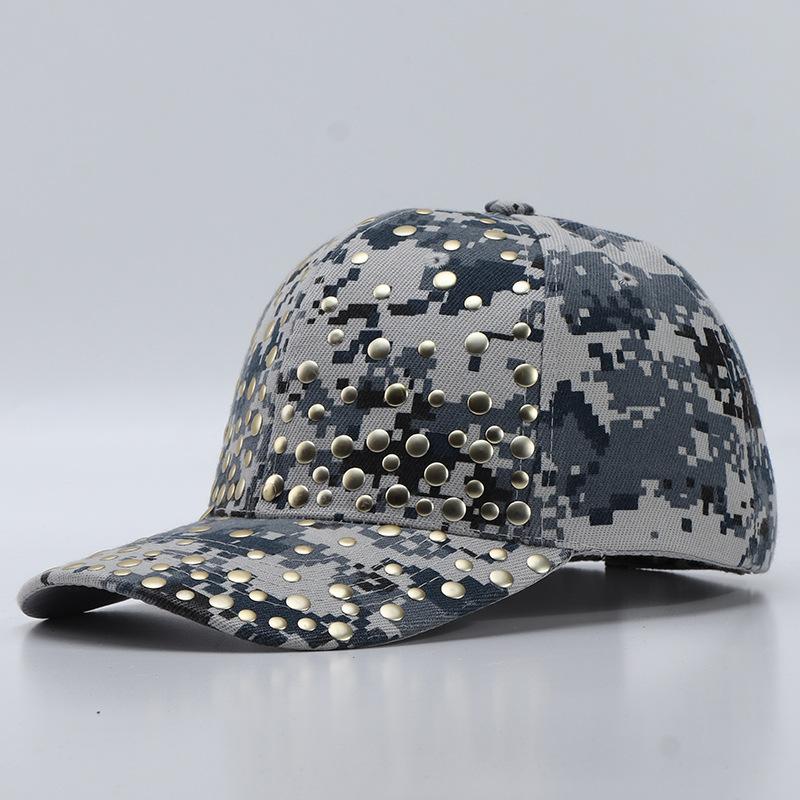 Camouflage baseball cap women's European and American fashion rivets hot diamond military training cap spot