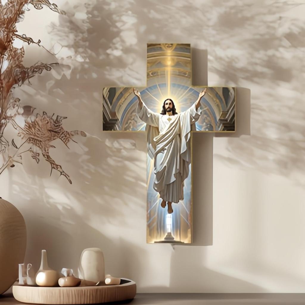 Kreuz für die Wand Jesus Holz Wandkunst Religiös Gesegnet Christus Kreuz Aufhänger für Weihnachten Eingangsbereich Flur Schlafzimmer Büro Esszimmer