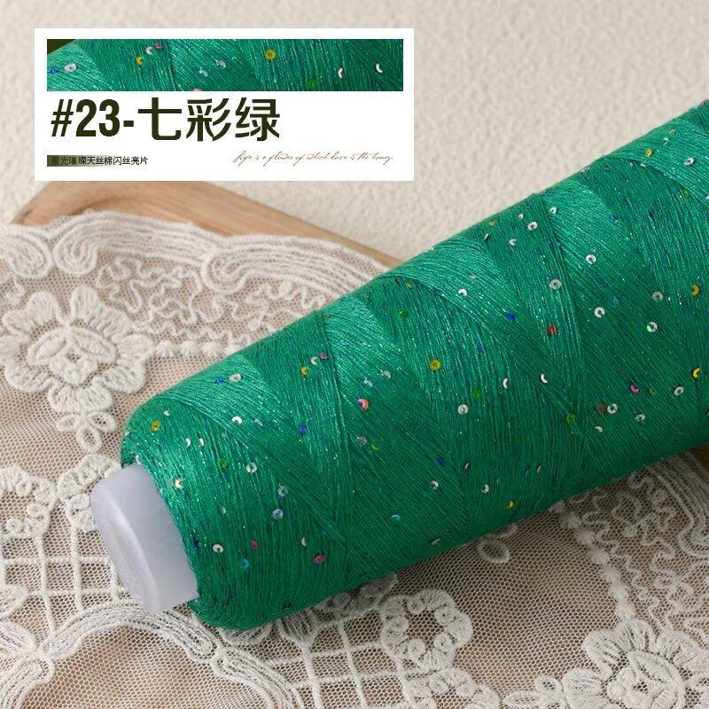 Tencel Cotone Seta Brillante Paillettes Filo di Perline Colorato 100G Filo per Lavorazione a Maglia Seta Lana Maglione Fai da Te Filo Estivo