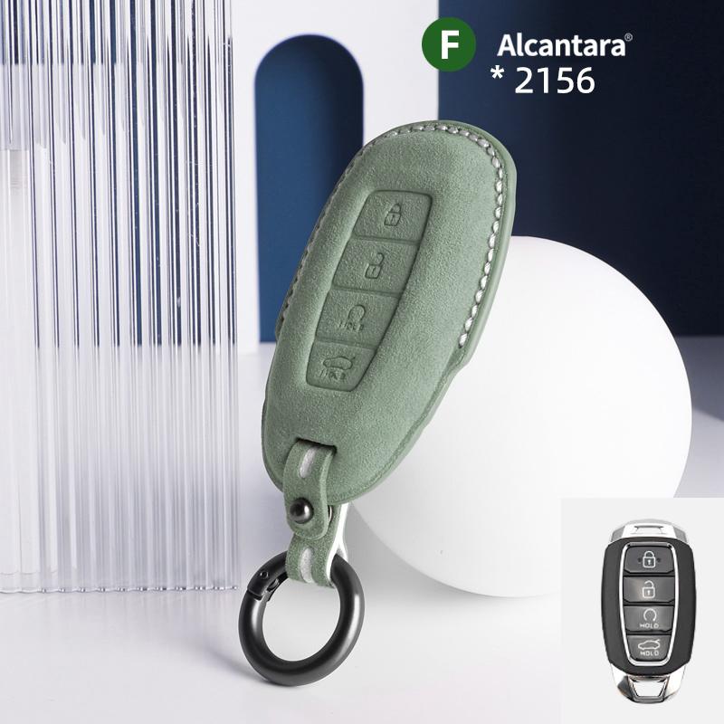 Alcantara For Hyundai Solaris Azera Elantra KONA Grandeur IG Accent Santa Fe Car Key Case Accessories Keychain Shell 2025 2025