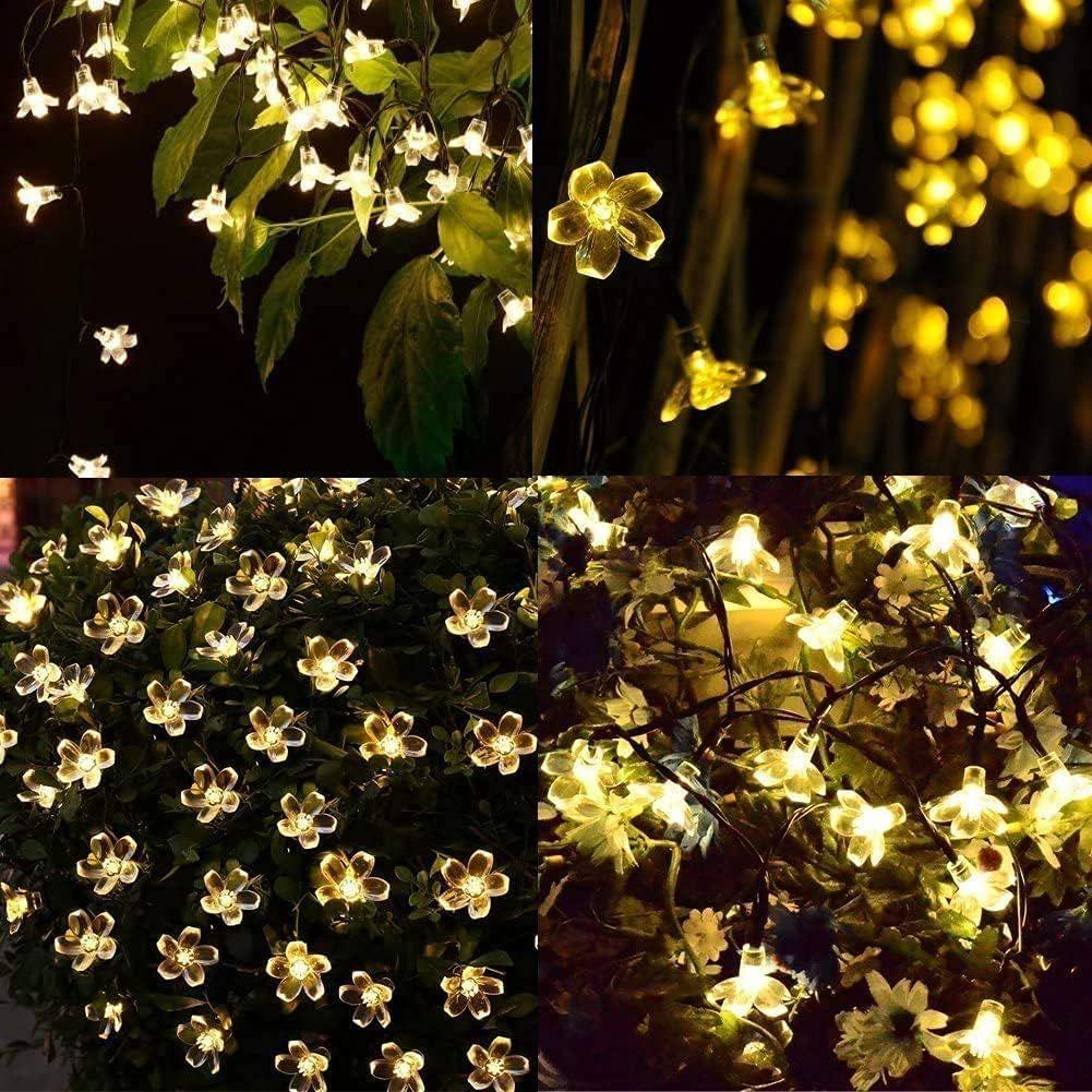 16 Plastic Flower String Diwali Lights for Decoration for Home, Led Curtain Light Warm White 3Mtr Indoor/Outdoor Lights (Battery Not Included)
