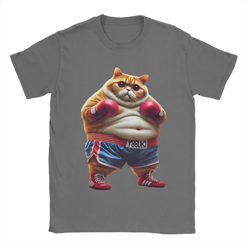 Funny Boxing Gym Workout Cat with Boxing Gloves Anime Meme T-Shirt Beach T-Shirts Unisex Round Neck Tees Short-Sleeved Tshirt