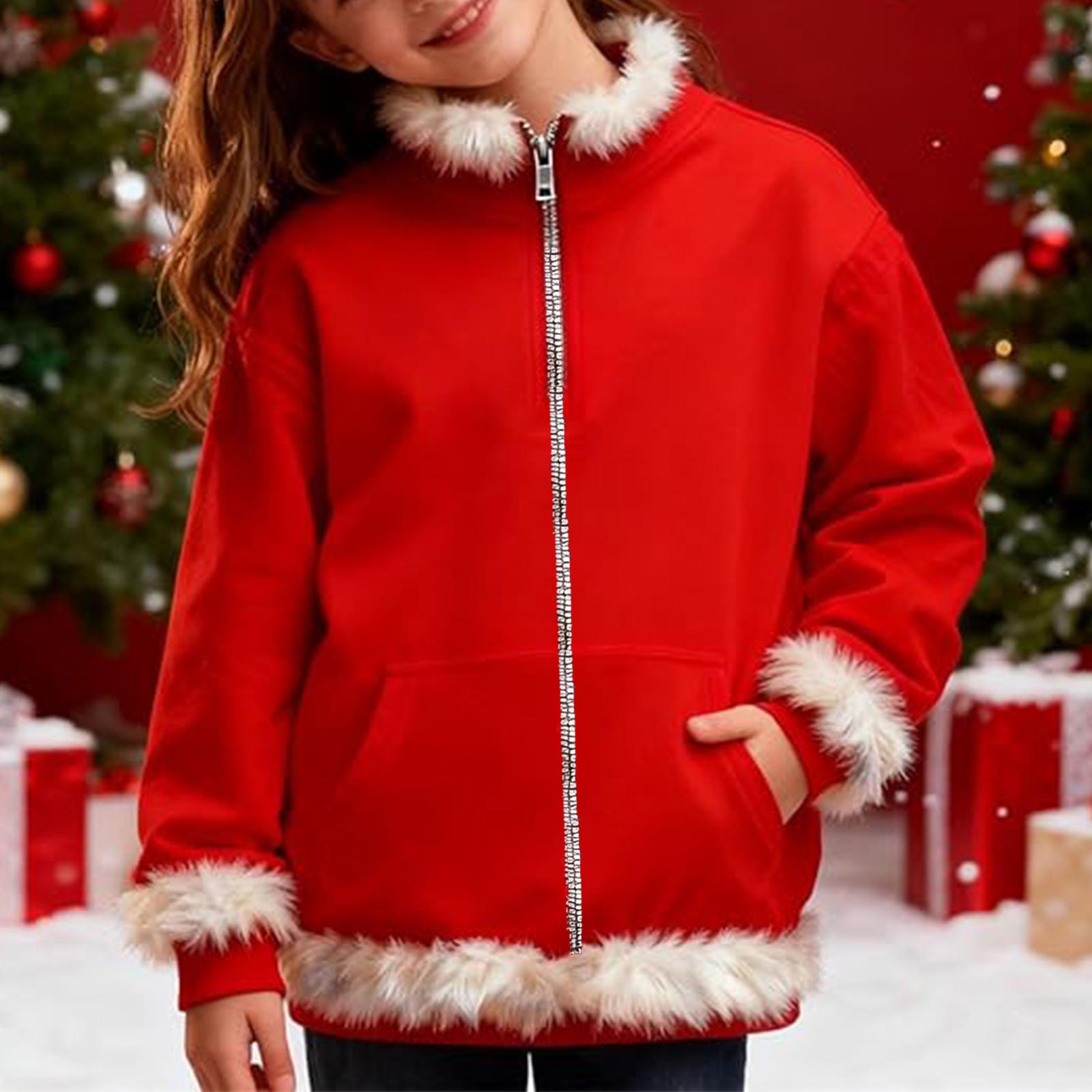 

Детское повседневное и удобное пальто с плюшевым воротником на молнии до середины, с карманом, с длинными рукавами 160 красный