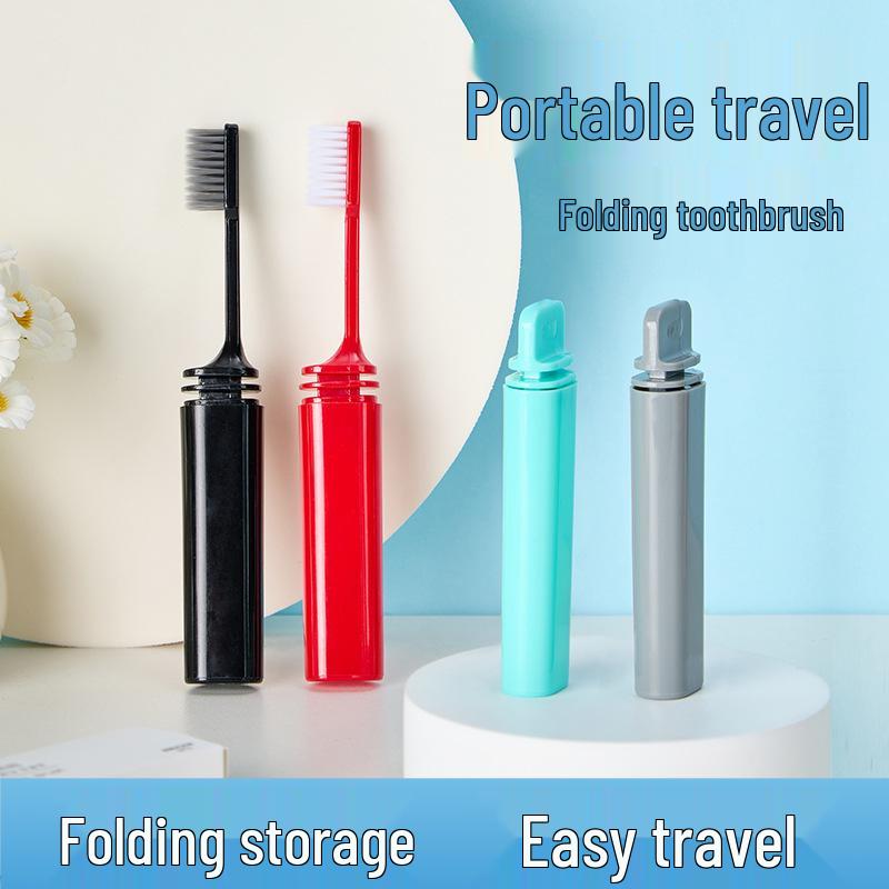 Bamboo Charcoal Soft Bristle Folding Travel Toothbrush Set - Multicolor, Customizable Logo, Hotel-Ready