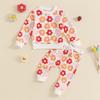 Autumn New Children Long Sleeve Clothes Set Baby Girls Floral Print Sweatshirt + Casual Pants 2pcs Suit Kids Sports Outfits