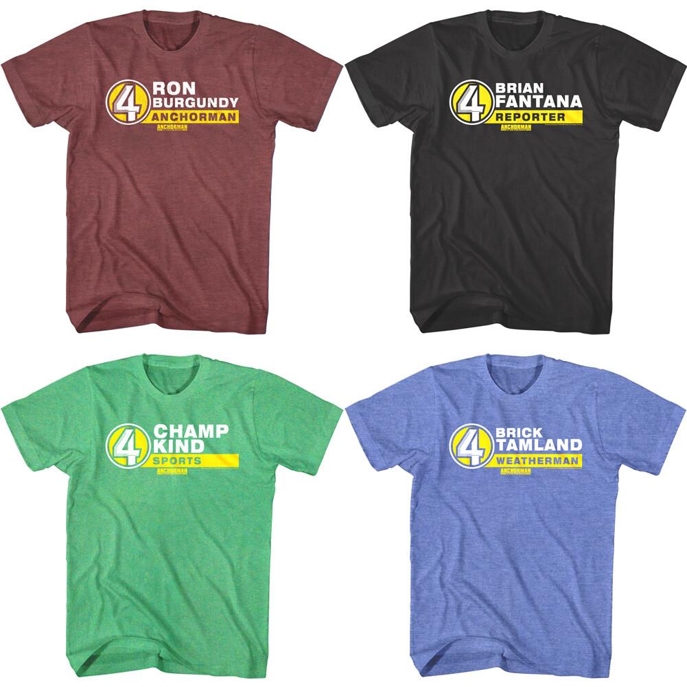 Anchorman Channel 4 News Team Name Tag Men T Shirt Ron Burgundy Will Ferrell XXXL