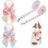 2 Sets Bow Tie Small Dog Harness and Leash Set Cute Dog Puppy Harness Adjustable Soft Mesh Dog Vest for Puppies Cat Pet Walking Training