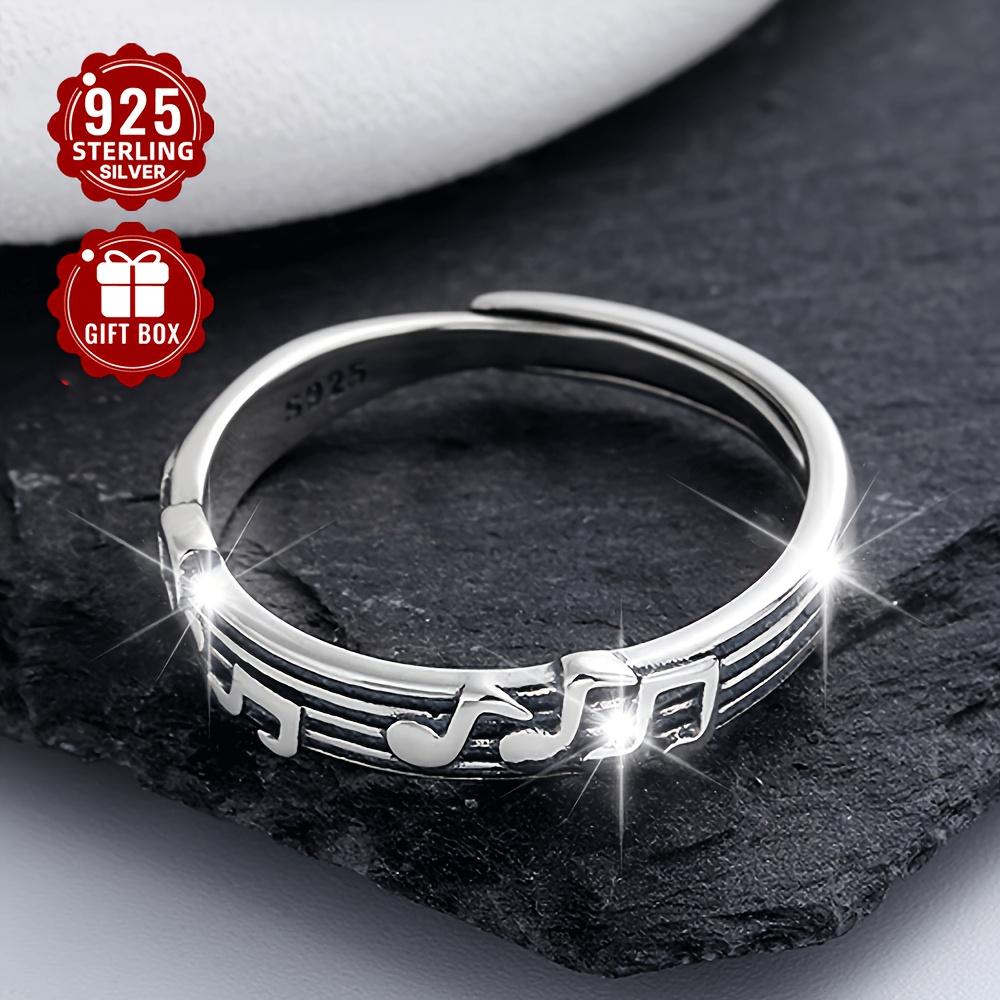 1item S Pure silver musical note pattern simple design women's ring, suitable for daily travel and holiday wear