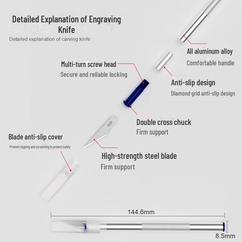 Multi-Function Aluminum Alloy Utility Knife for Carving, Paper Cutting, and Wallpaper