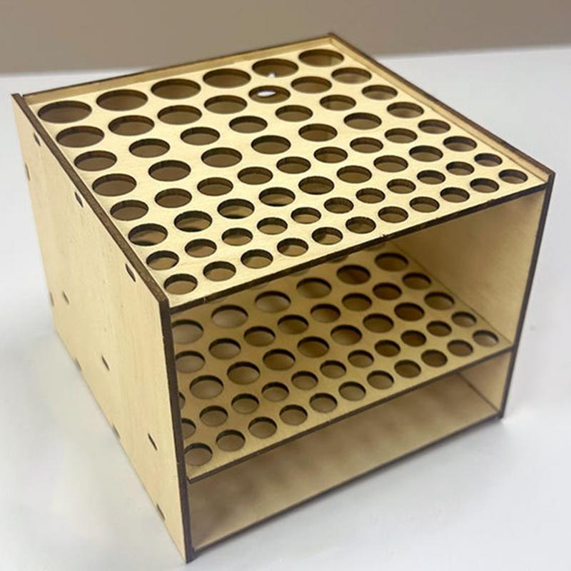 Wooden Pencil Display Desk Stand Colored Pencils Paint Brush Holder Removable 67 Holes Makeup Brushes Display Shelf Wall Mount