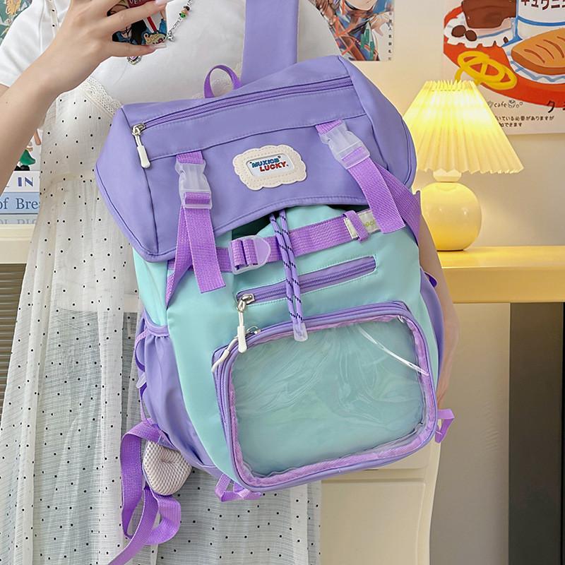 Letters Minimalist Decor Student Backpacks With Transparent Compartments
