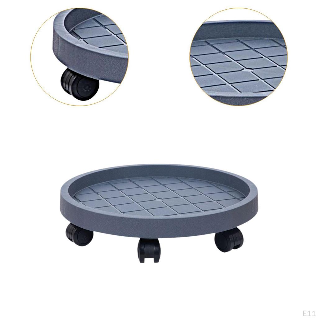 Movable Plantpot Tray Rolling Planter Stand with Wheels Pp Material Breathable Base Sturdy Structure