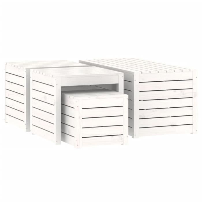 VidaXL Ensemble de boîtes de jardin 4 pcs blanc bois de pin massif 3154667