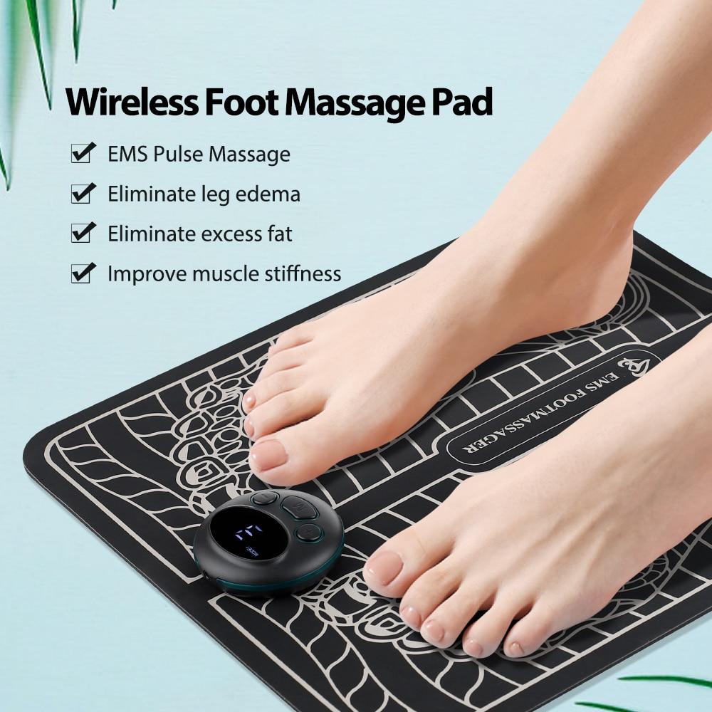 Wireless EMS Electric Foot Massager Pad For Blood Circulation 8Mode 19 Intensity Pain Relief Leg Massage Machine Acupressure Mat