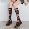 Colorful Spring Pattern  ins fashion Diamond plaid Knee socks women Party Queen knee-high stockings Over Knee long ladies girls