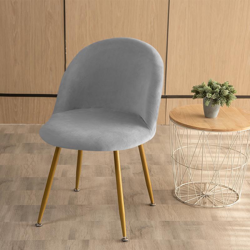 Capa elástica para cadeira de veludo, cor sólida, 1/4 peças, capa protetora para cadeira de jantar, estilo bico de pato, para cozinha e hotel