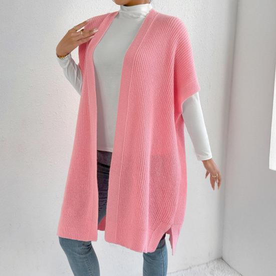 Kvinner Ensfarget Strikket Genser Vest Casual Løstsittende Cardigan Jakke Høst Vinter Strikkevest Kåpe