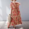 Simple and Fashionable Long Skirt Summer Short Sleeved Round Neck Printed Dress