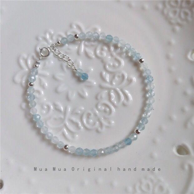 Department/Aquamarine/Lavender Light Amethyst/S9Silver Artistic Student Versatile Thin Bracelet for Women