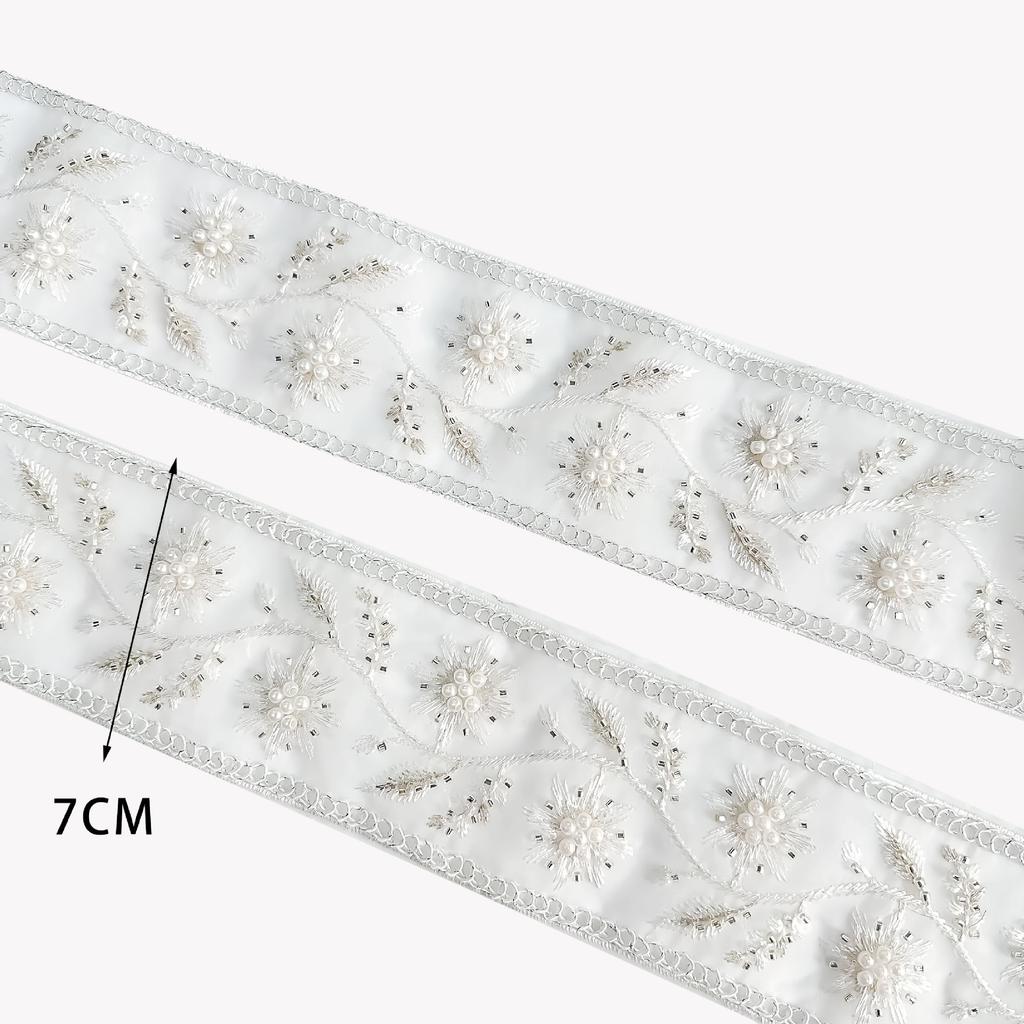 Ancient Hanfu Ethnic Clothing Decoration Handmade Diy Embroidery Beads Embroidery Skirt Curtains Belt Accessories Lace Accessories