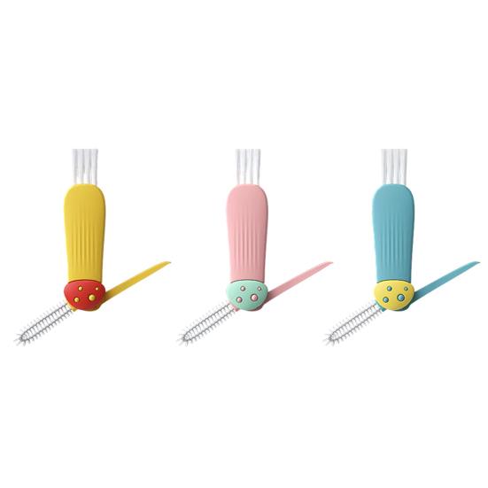 Yousheng 3Pcs 3 In 1 Cup Lid Cleaning Brush Set Soft Hard Bristle Heads 180 Degree Rotating Design Crevice Cleaner Brush