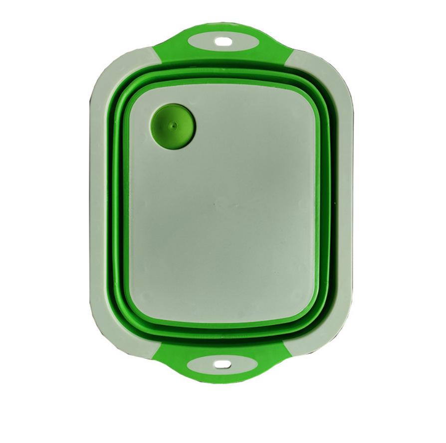 

Складная разделочная доска и умывальник 3-в-1 со сливом белый/зелёный